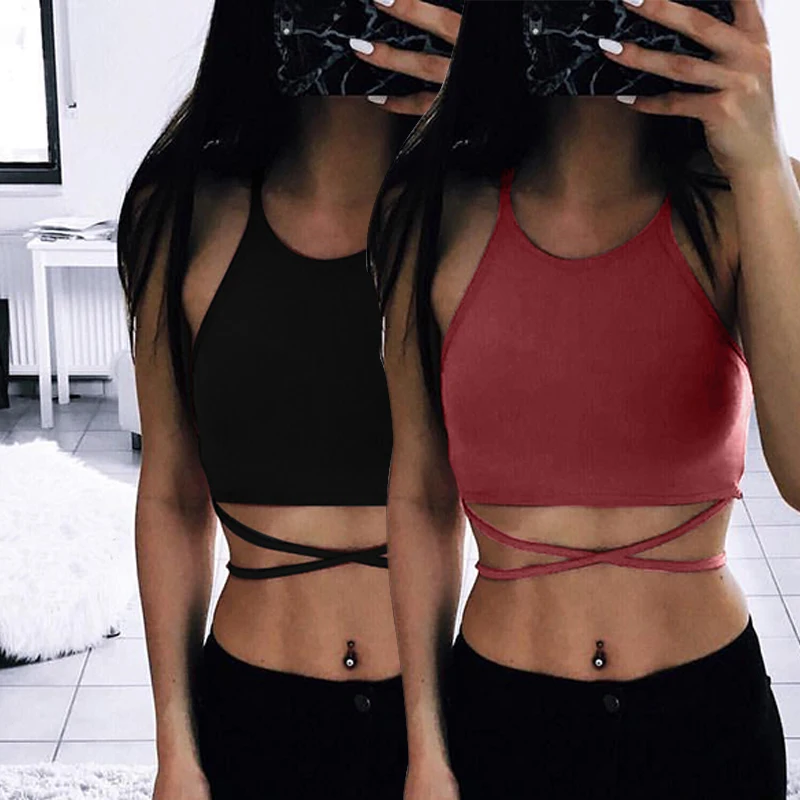 

Womens Sexy Lingerie Casual Short Camisole Solid Color Sleeveless Crop Tops Black White Sling Fashion Tops Women Underwear New