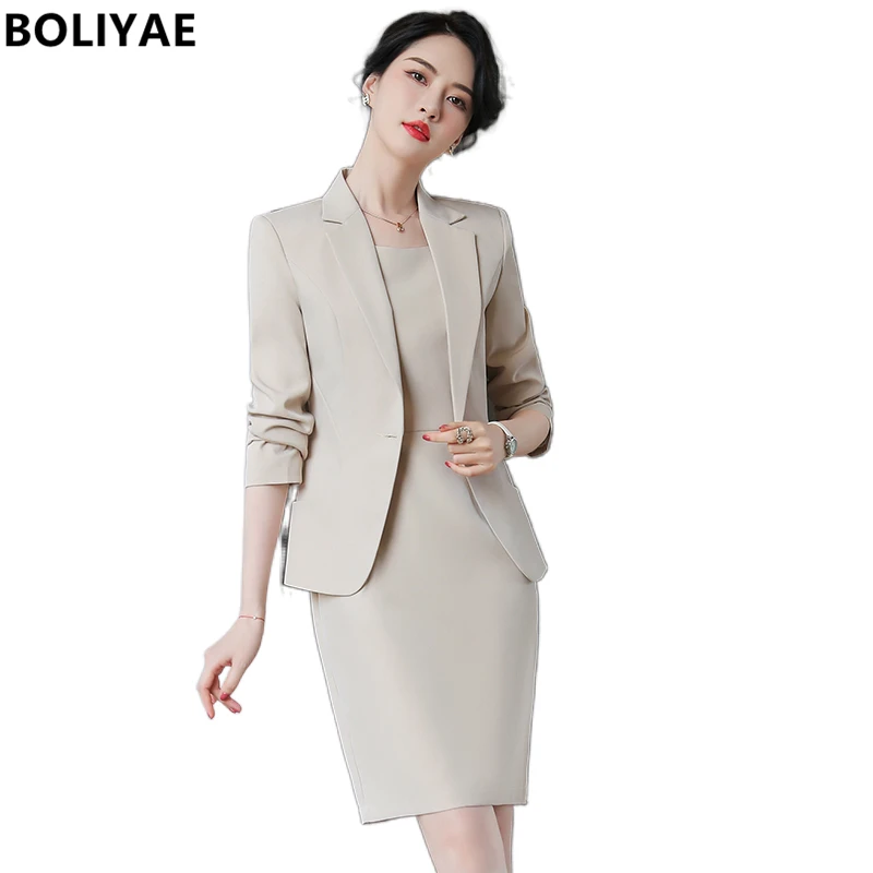 Elegant Blazer Dress Suits Women Business Work Uniform Office Lady Professional Two Piece Set Suit Dress Female Fashion 2022
