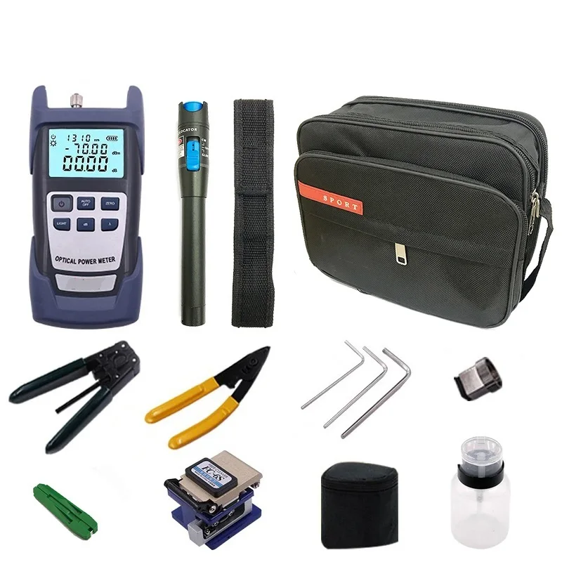 FTTH Fiber Optic Tool Kit kit fibra optica FC-6S Fiber Cleaver -70~+3dBm Optical Power Meter 5km Laser pen набор инструментов