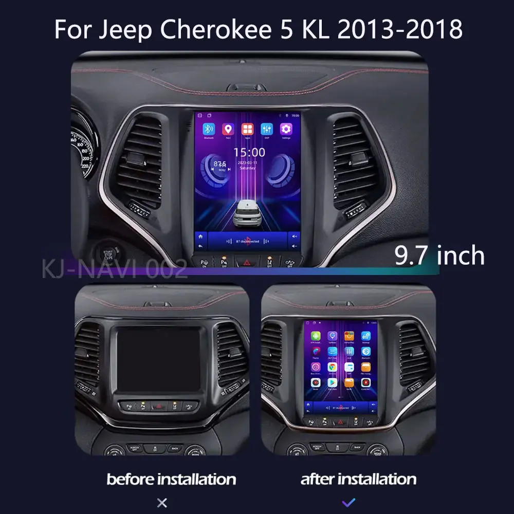 Android 14 для Jeep Cherokee 5 KL 2013-2018 IPS BT автомобильный мультимедийный плеер навигационная