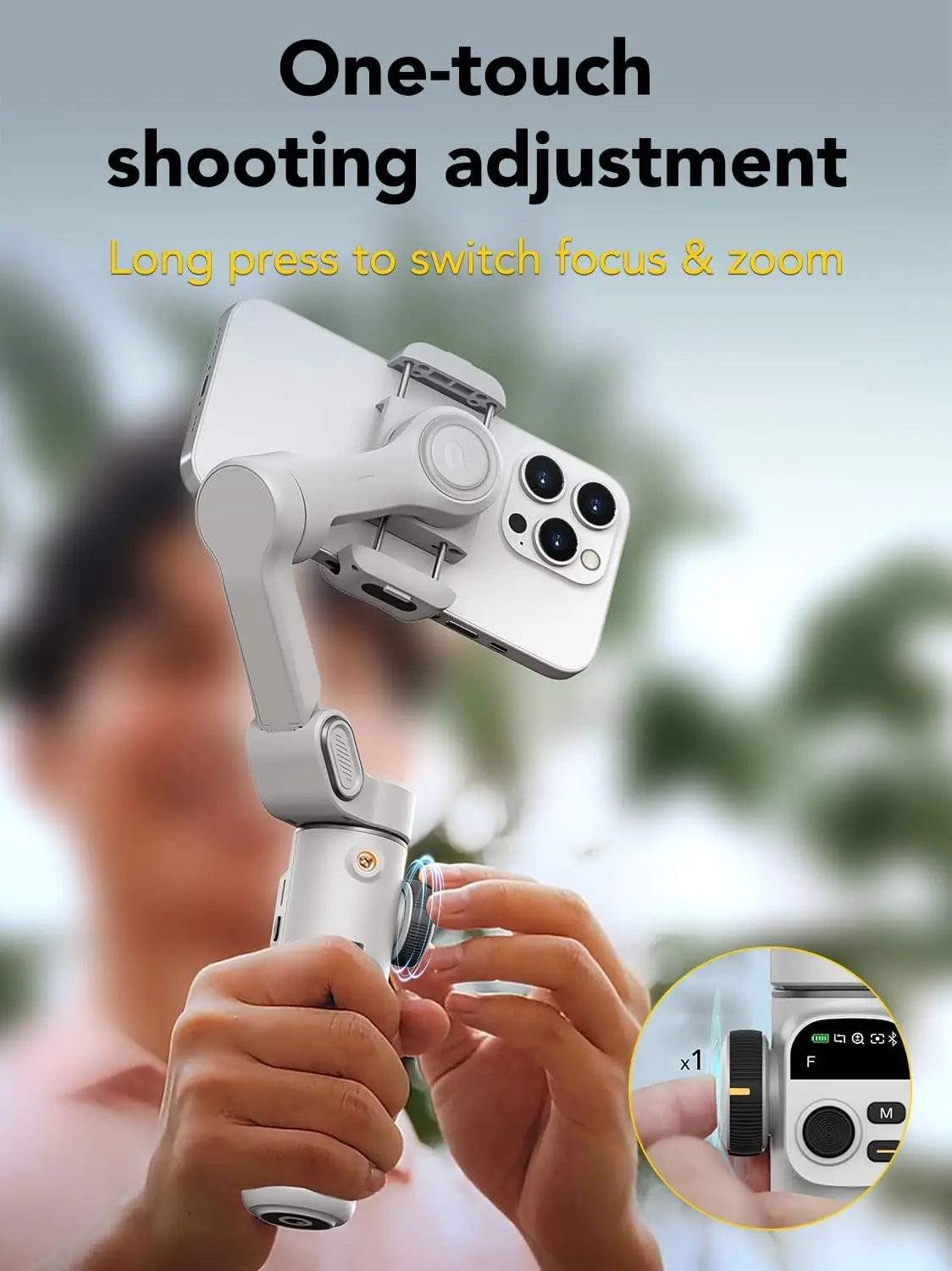 Фото Ручной подвес AOCHUAN Smart X2, 3-осевой стабилизатор, встроенный удлинитель 20 см, светодиодный дисплей, держатель для телефона для смартфона iPhone №5