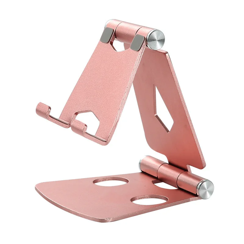

Aluminum Alloy Double Folding Mobile Phone Bracket Portable Mobile Phone Desktop Aluminum Alloy Stand for Live Streaming