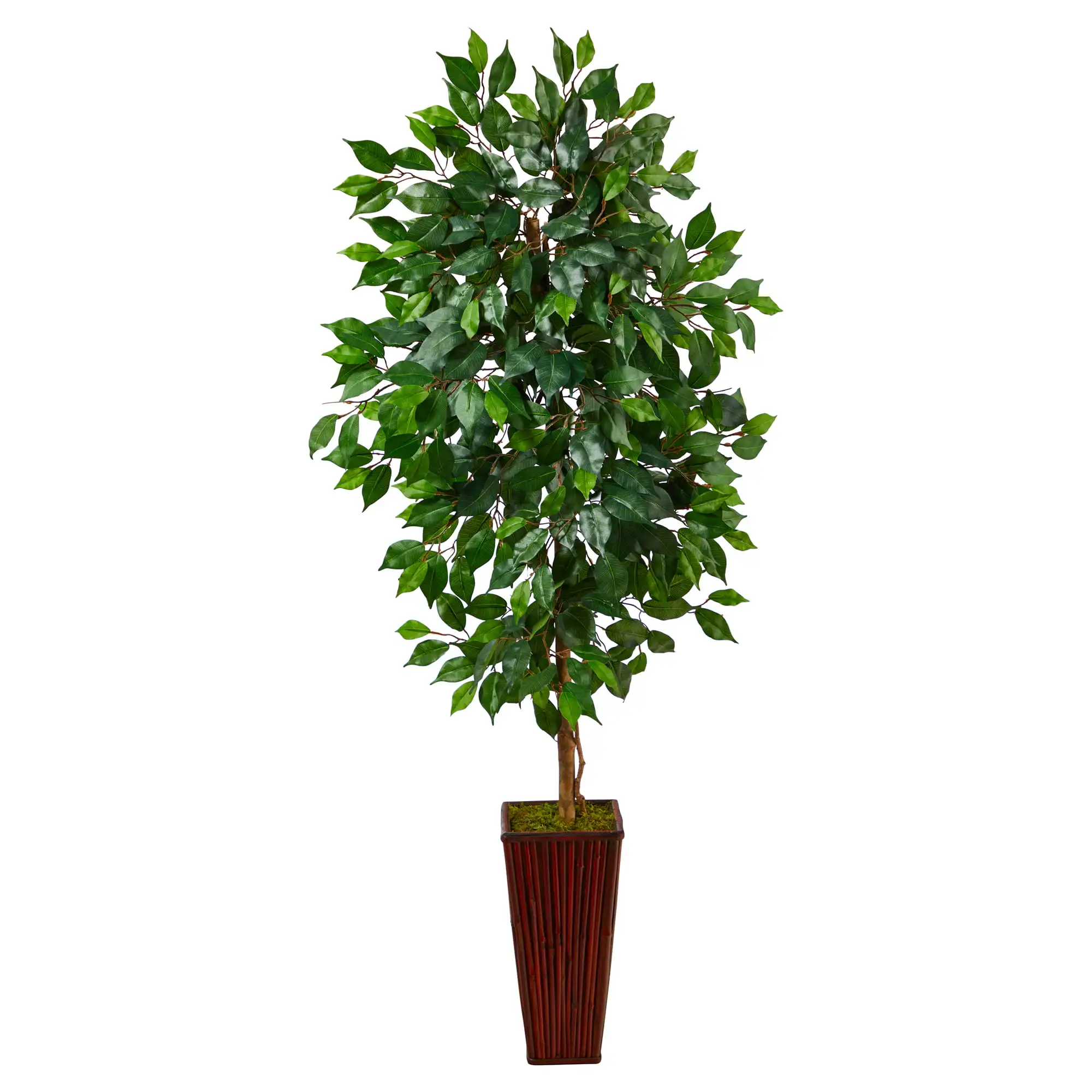 

In Bamboo Planter Nearly Natural 5' Ficus Artificial Tree