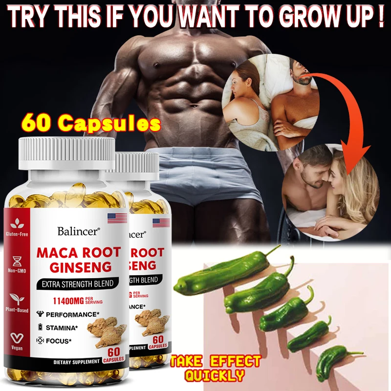 

Advanced Maca Root + Ginseng Capsules Help Boost Energy, Improve Performance and Stamina, and Help Prolong Erections in Men