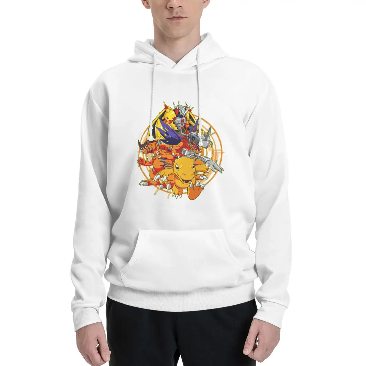 

Digimon Adventure 2 Couples Plus Velvet Hooded Sweater Funny Graphic Top quality Leisure sexy With hood pullover