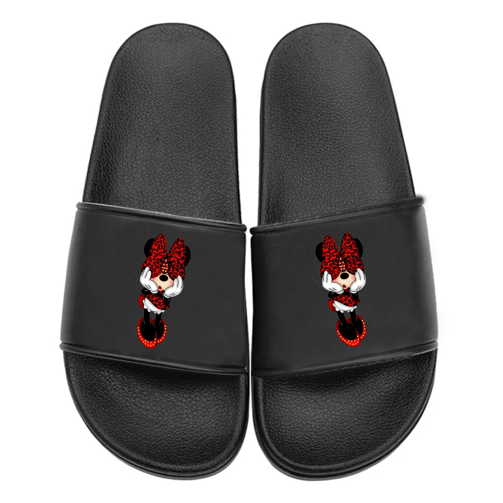 funny Minnie Mickey Slippers Printing Cartoon Home Slippers Thick Sole Sandals Women men Shoes Ladies Flip Flops Indoor Flat