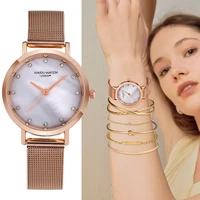 rose gold ladies watch fashion minimalist marble dial luxury women bracelet quartz watches gift set for women reloj de mujer