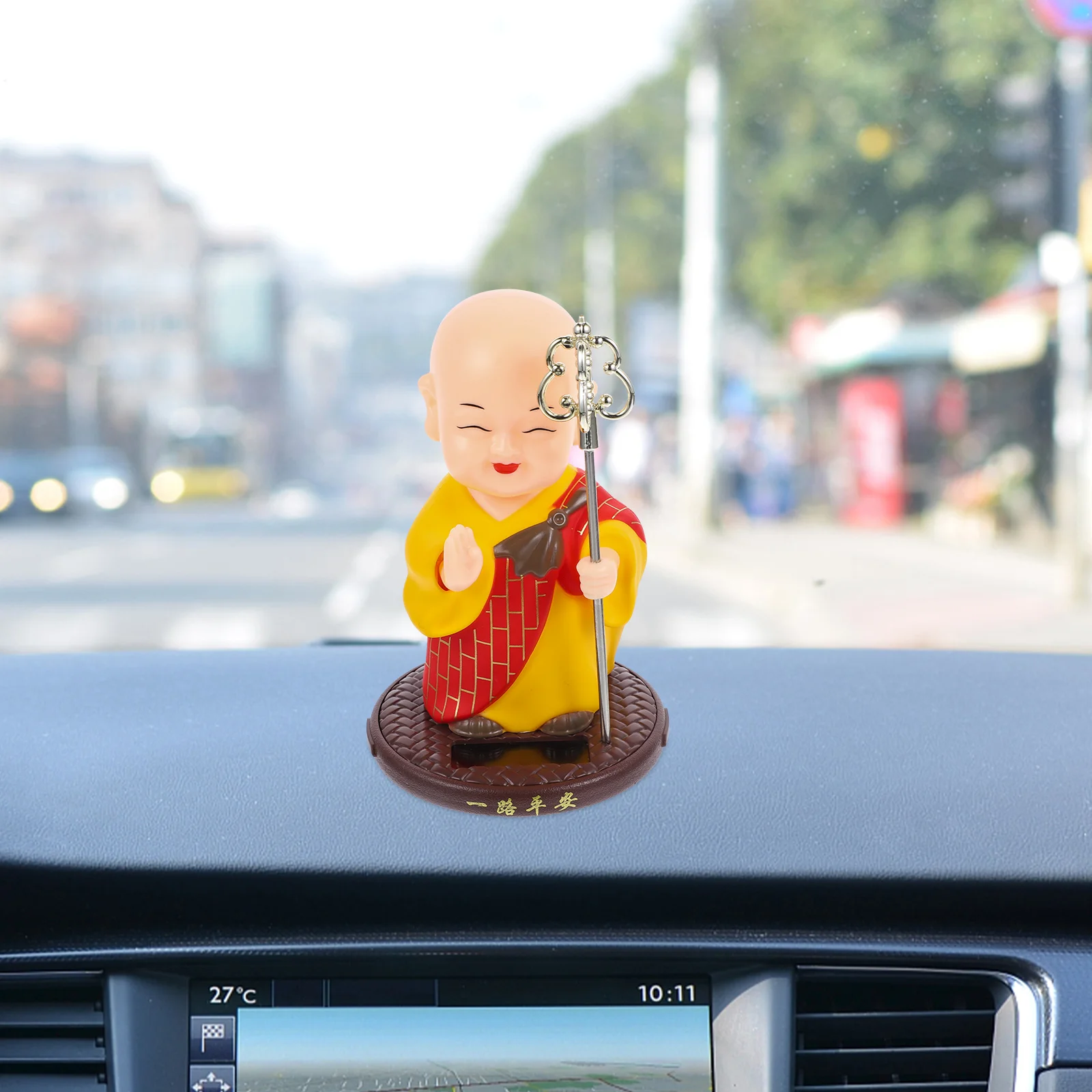 

Solar Power Monk Figurine Monk Ornament Shaking Head Car Interior Decoration