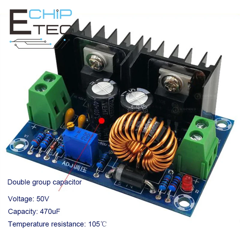 Купи XH-M400 8A step-down module XL4016E1 high-power DC-DC adjustable voltage regulator with voltage regulator за 129 рублей в магазине AliExpress