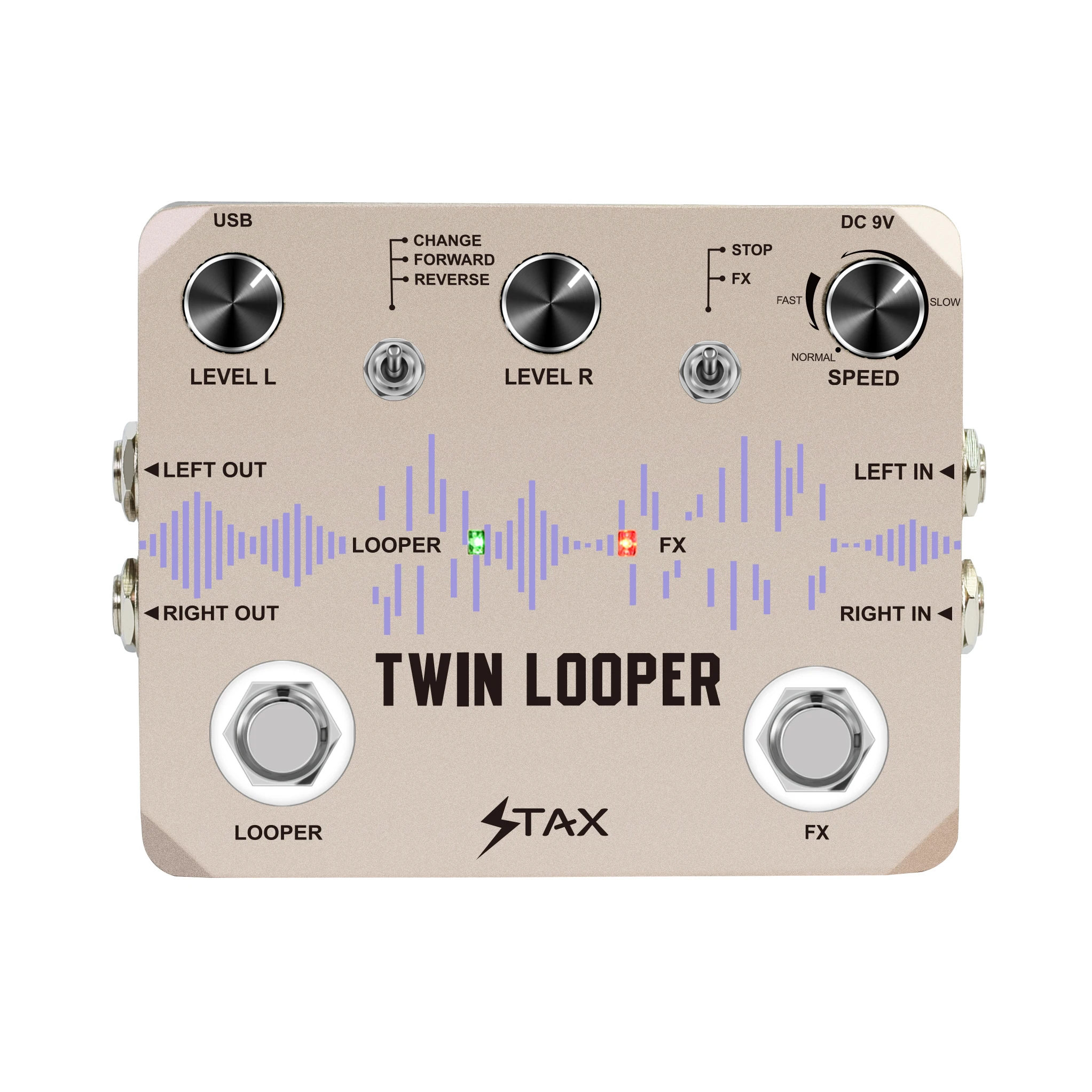 Stax Twin Looper Electric Guitar Effect Pedal Loop Station 11 Types of Play with 10 Minutes of Recording Time