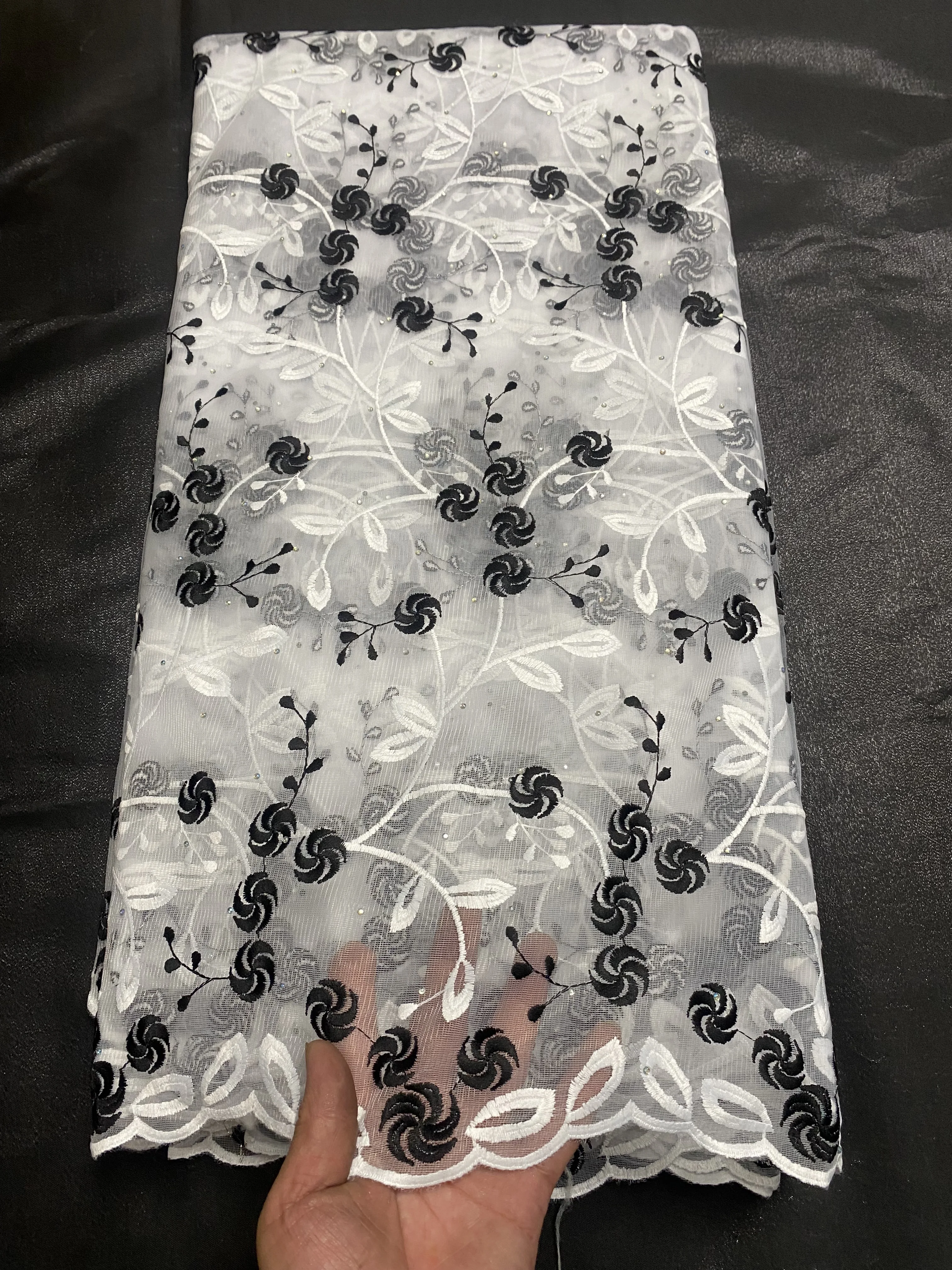 Белое кружево французская кружевная ткань с камнями африканский тюль вышивкой