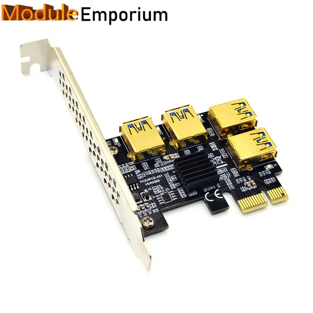 

Multiplier Card Riser USB 3.0 PCI-E 1x to 16x Riser Card Adapter PCIE 1 to 4 Slot PCIe Port