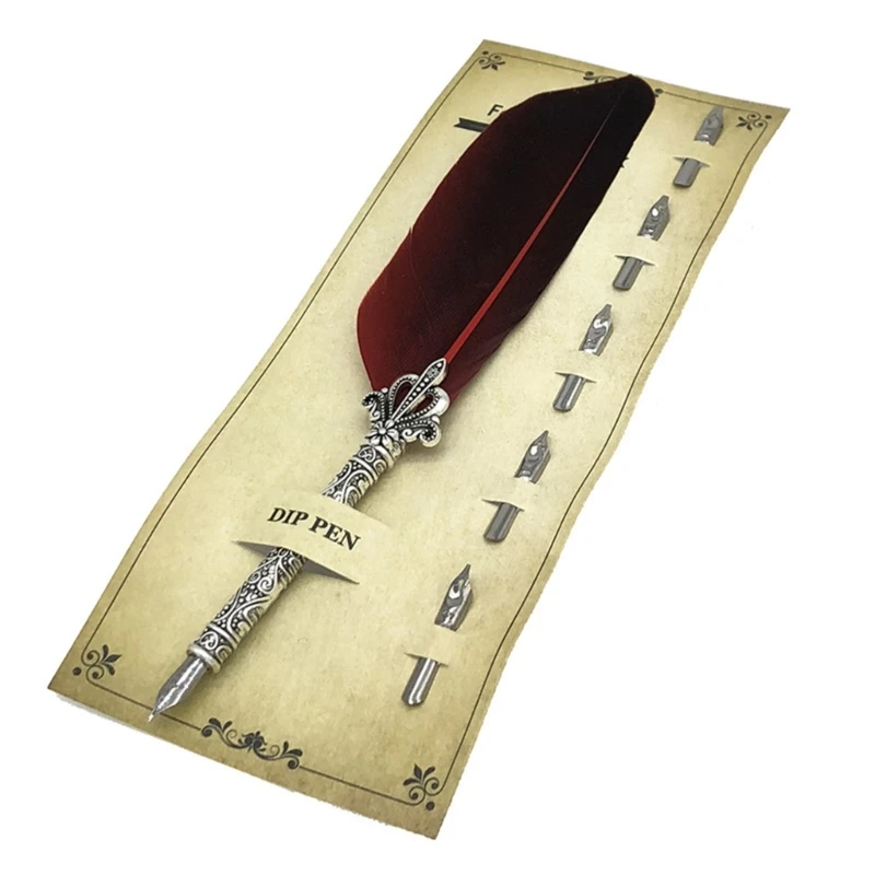 

Набор винтажных перьев для каллиграфии, включает в себя 5 наконечников для детей и взрослых, художественное рисование, каллиграфия, иллюстрация