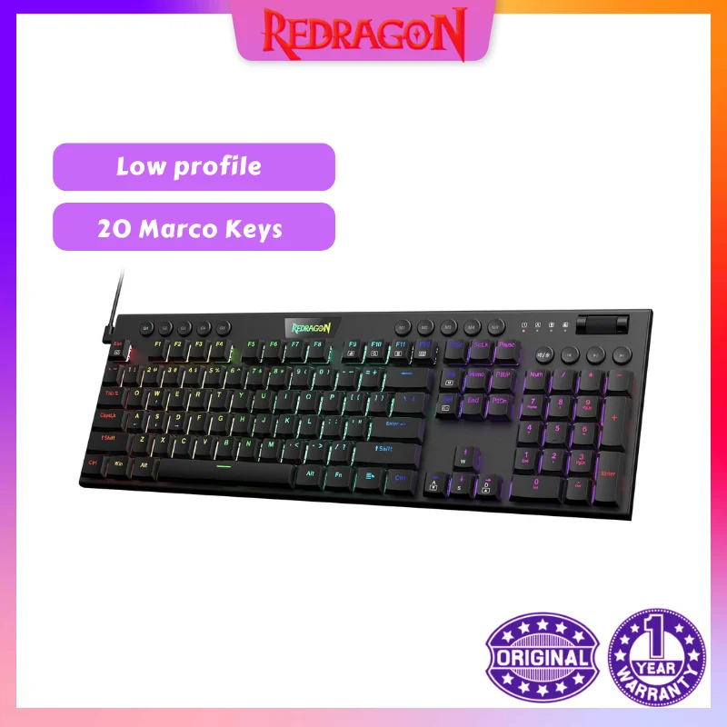 Redragon K619 Horus RGB Mechanical Keyboard Wired Gaming Low