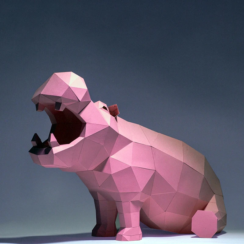 60 см бумажная модель бегемота домашний декор украшение для комнаты пола бумажные