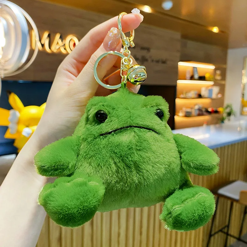 

Kids Creative Ornament Plush Keychain Funny Cartoon Green Frog Plush Keychains Cute Porte Clef Pendant Soft Stuffed Animal TOY