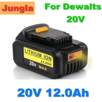 100 original for dewalt 18v 12000mah rechargeable power tools battery with led li ion replacement dcb205 dcb204 2 20v dcb206