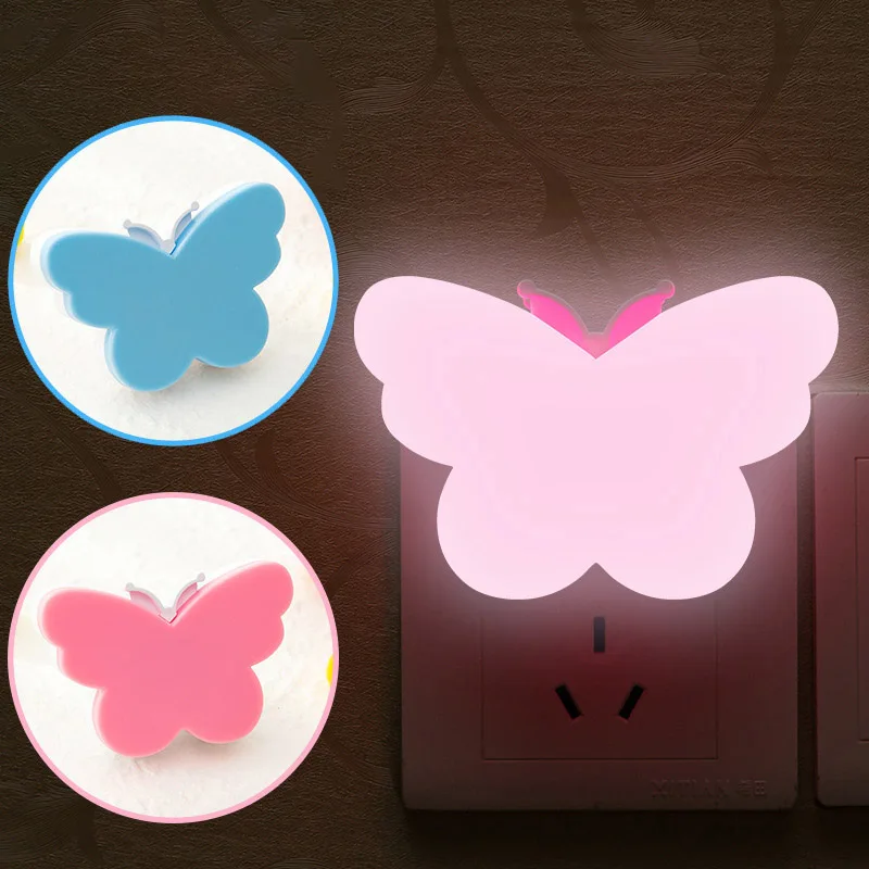 

Cute butterfly Moon Auto Light Sensor Children Baby Bedroom Lamp 110/220V Home Decoration Wall Socket Lamp Night Lights Cartoon