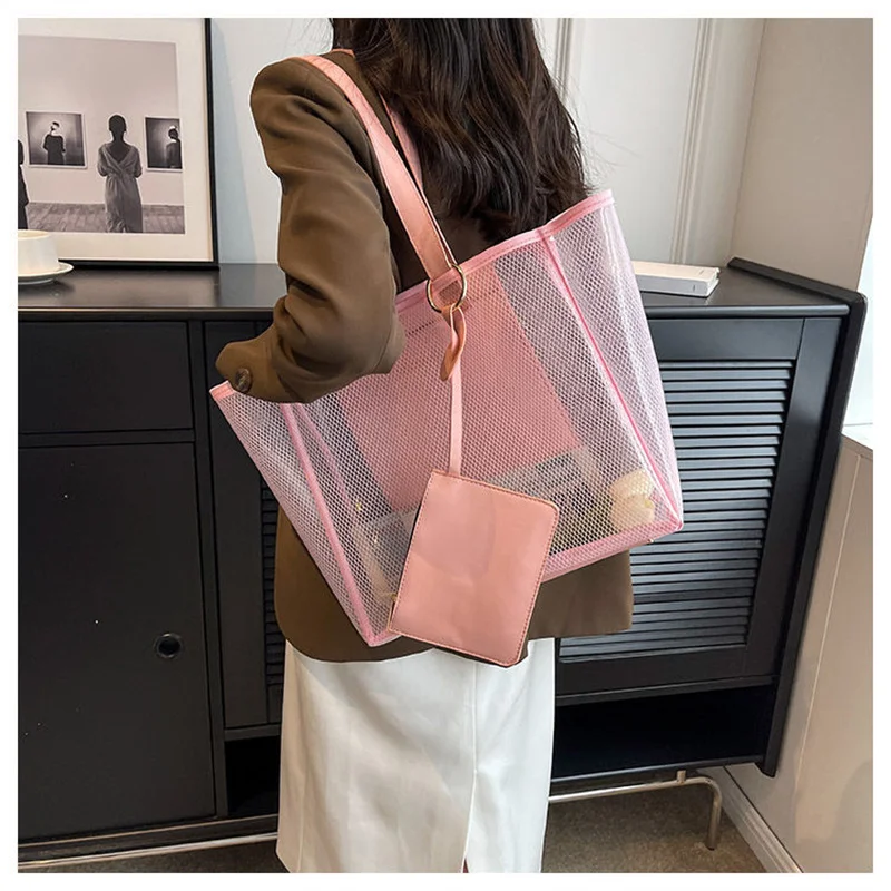 Transparent PVC Women Bag 2 Pcs /Set Luxury Summer Handbag Fashion Clear Bag Lady Jelly Handbags Feminina  Crossbody Shopper
