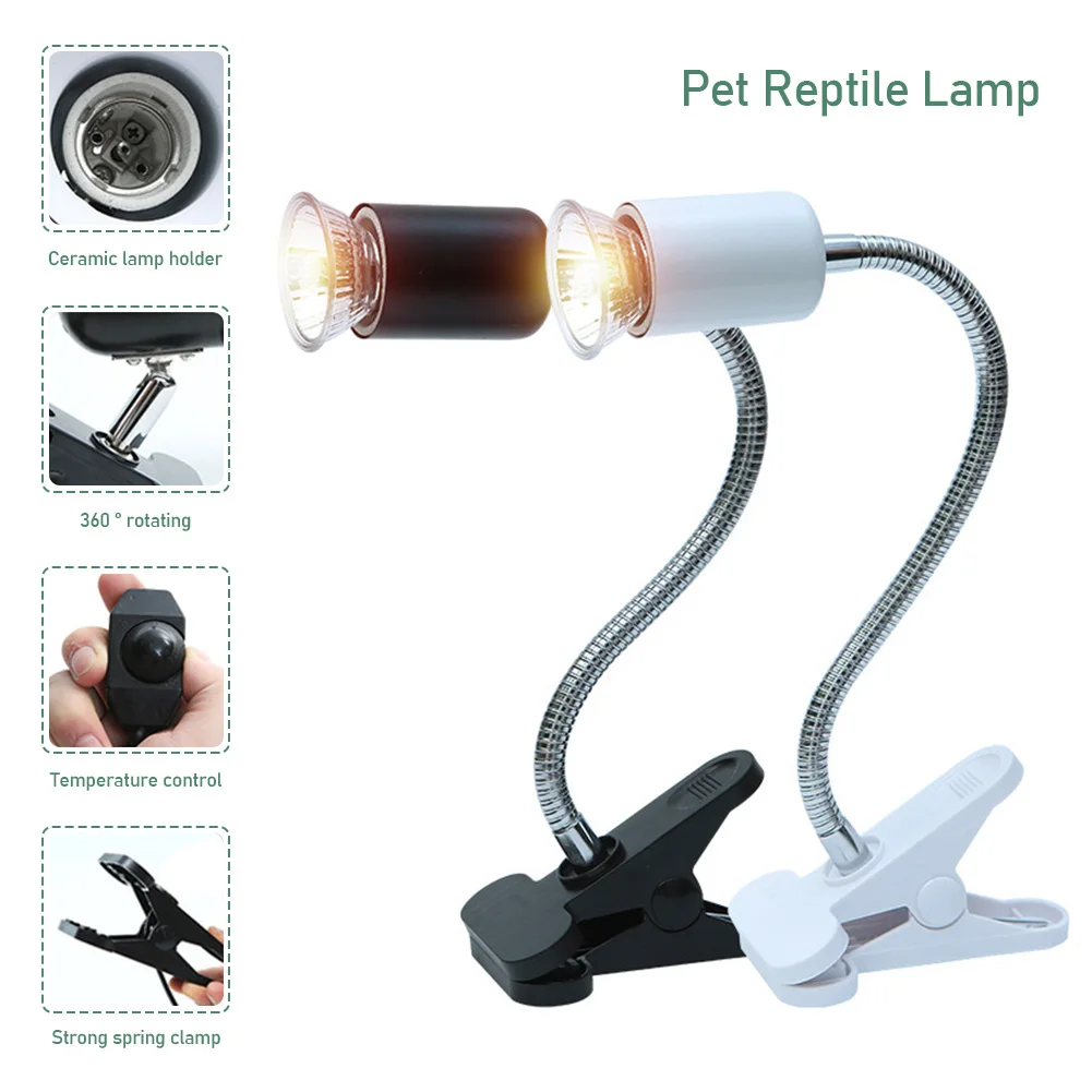 

E27 Pet Reptile Aquarium Heat Lamp Clip-on Bulb Adjustab Holder Tortoises Basking UV Heating Lamp Kit For Lizard Turtle