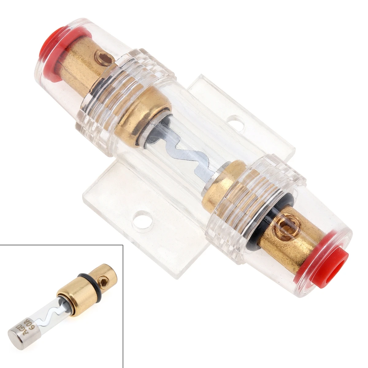 1pcs Car Audio Refit Fuse Holder 4/8 And 10 Gauge Wire With 60 AMP Fuses 60A/80A Fuse Holder For Car Stereo Audio Auto Amplifier