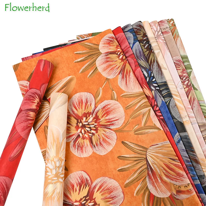 

60x50cm Flower Bouquet Wrapping Paper Roman Holiday Retro Printing Gift Floral Bouquet Wrapping Paper Single-sided Kraft Paper