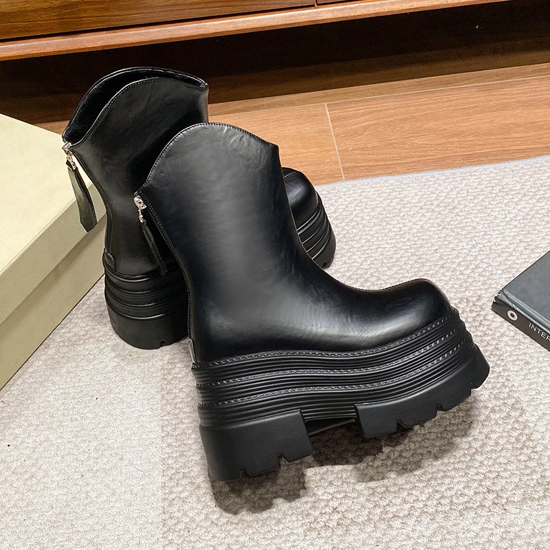 Водонепроницаемые ботильоны из искусственной кожи на высоком каблуке новинка 2025