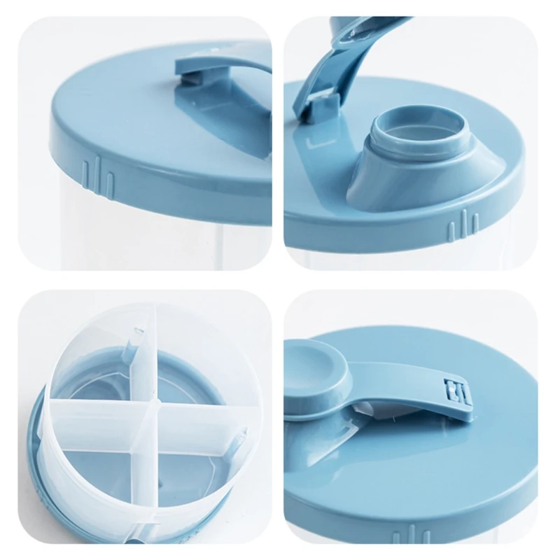 

Portable Reusable Snacks Cups 4 Compartments Formula Dispenser Newborn Milk Powder Organizer Baby Food Storage Box