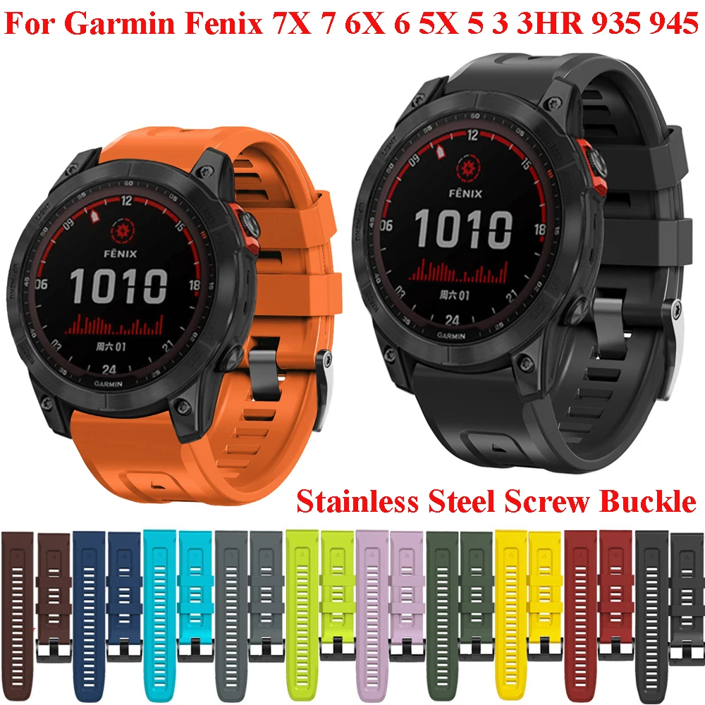 

26 22mm Watchband For Garmin Fenix 6 6X Pro 5 5X Plus 3 3HR 935 Silicone Band Fenix 7 7X Epix Fenix 5 Watch Easyfit Wrist Strap