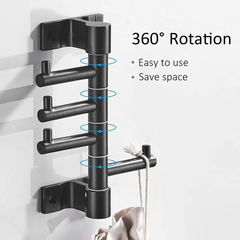 Бытовой крючок для пальто, крючки для вещей с 4 поворотными складными рычагами, настенный крючок для полотенец, крючок для одежды и пальто, аксессуары для ванной комнаты