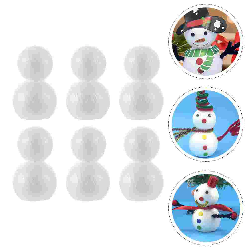 

6 PCS Snowman Foam Balls Christmas Figurine Ornament Nativity Set Kids Polystyrene Craft Supplies Shapes