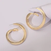 fashion trend minimalist gold round snake hoop earrings ladies jewelry accessories european and american earrings ear hooks