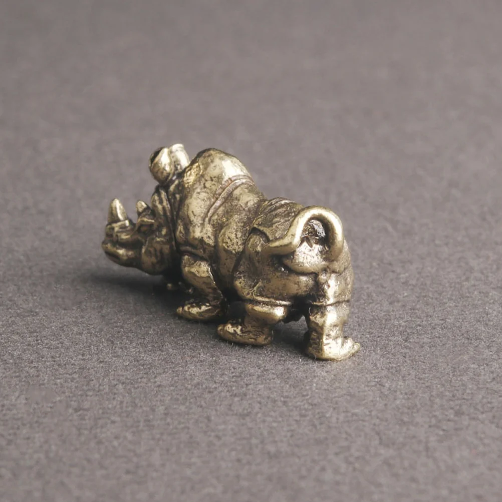 

Rhinoceros Statue Brass Vintage Desktop Brass Craft Figurine Brass Rhinoceros Figurine
