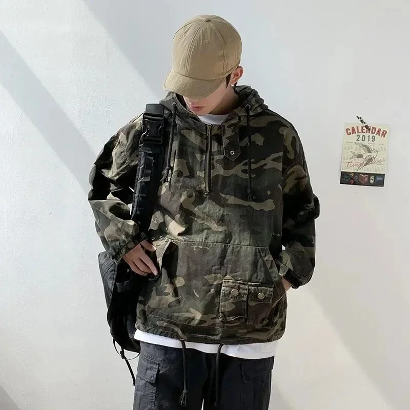 Куртка мужская камуфляжная с капюшоном модная уличная одежда в стиле хип-хоп