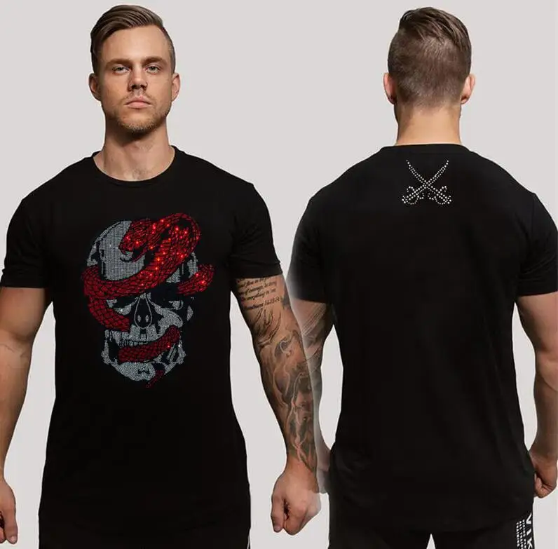 

Designer Rhinestone T-shirt Hip Hop men's gifts brand size S-4XL