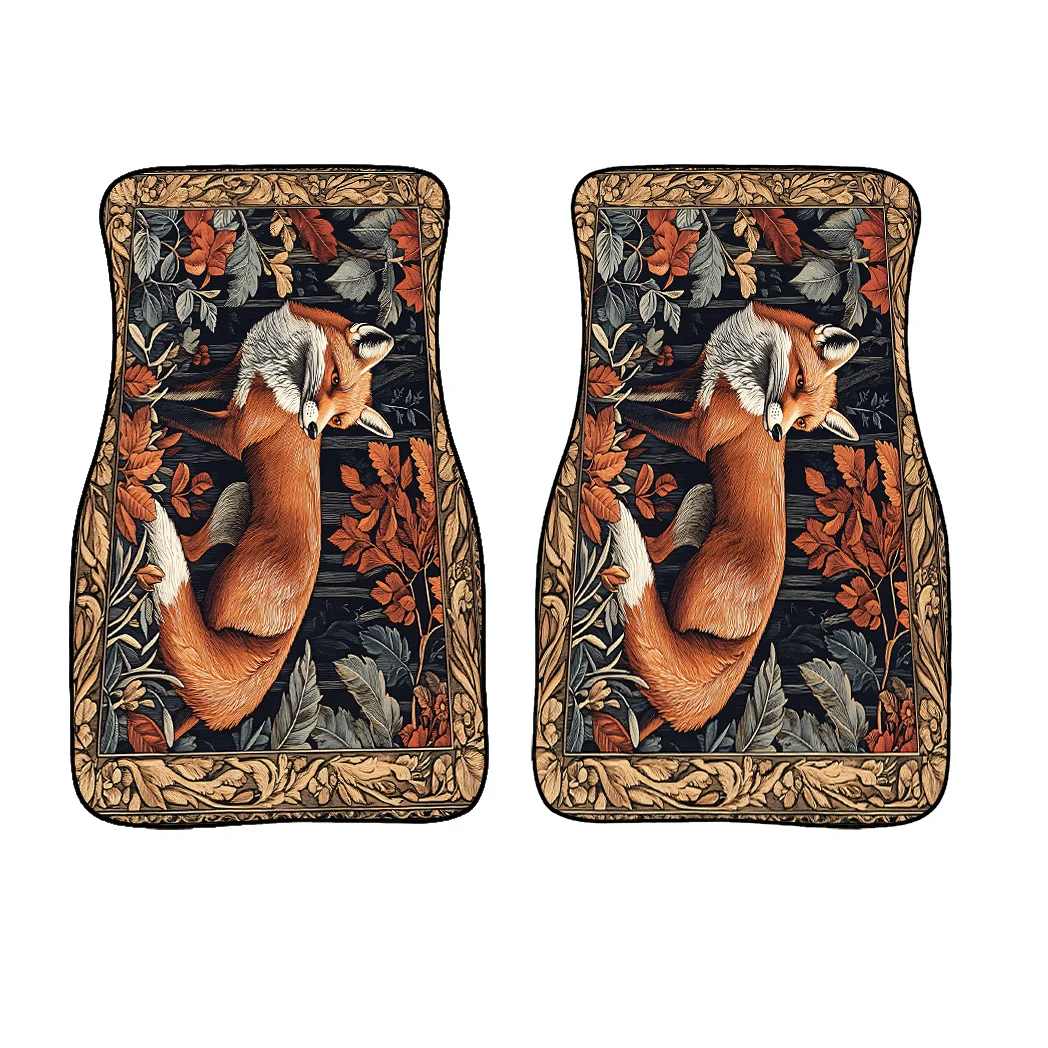 Фото Автомобильные коврики HKStorage Fox & Autumn Leaves — нескользящие, прочные, с основанием, всепогодные, подходят для автомобилей, грузовиков, внедорожников — Fox Design I №5