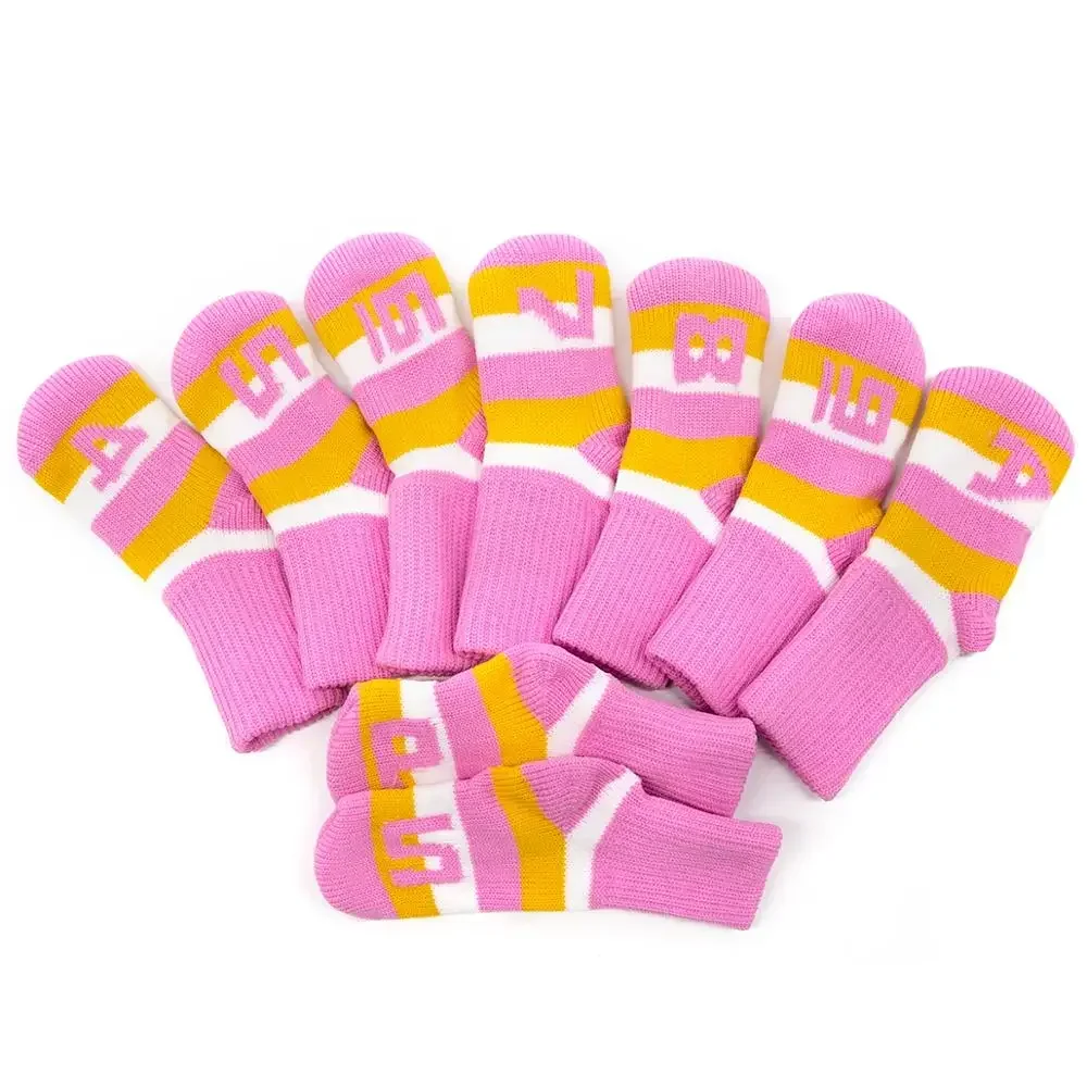 

Knitted Golf Club Iron Headcover Golf Iron Head Covers Golf Wedges Head Covers with Pink Color 9pcs/Set