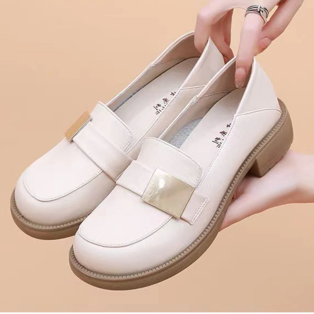 

Women Flats New Genuine Leather Sneakers Round Toe Slip on Chunky Loafers Flats Platform Brogues Ladies Summer Gladiator Shoes