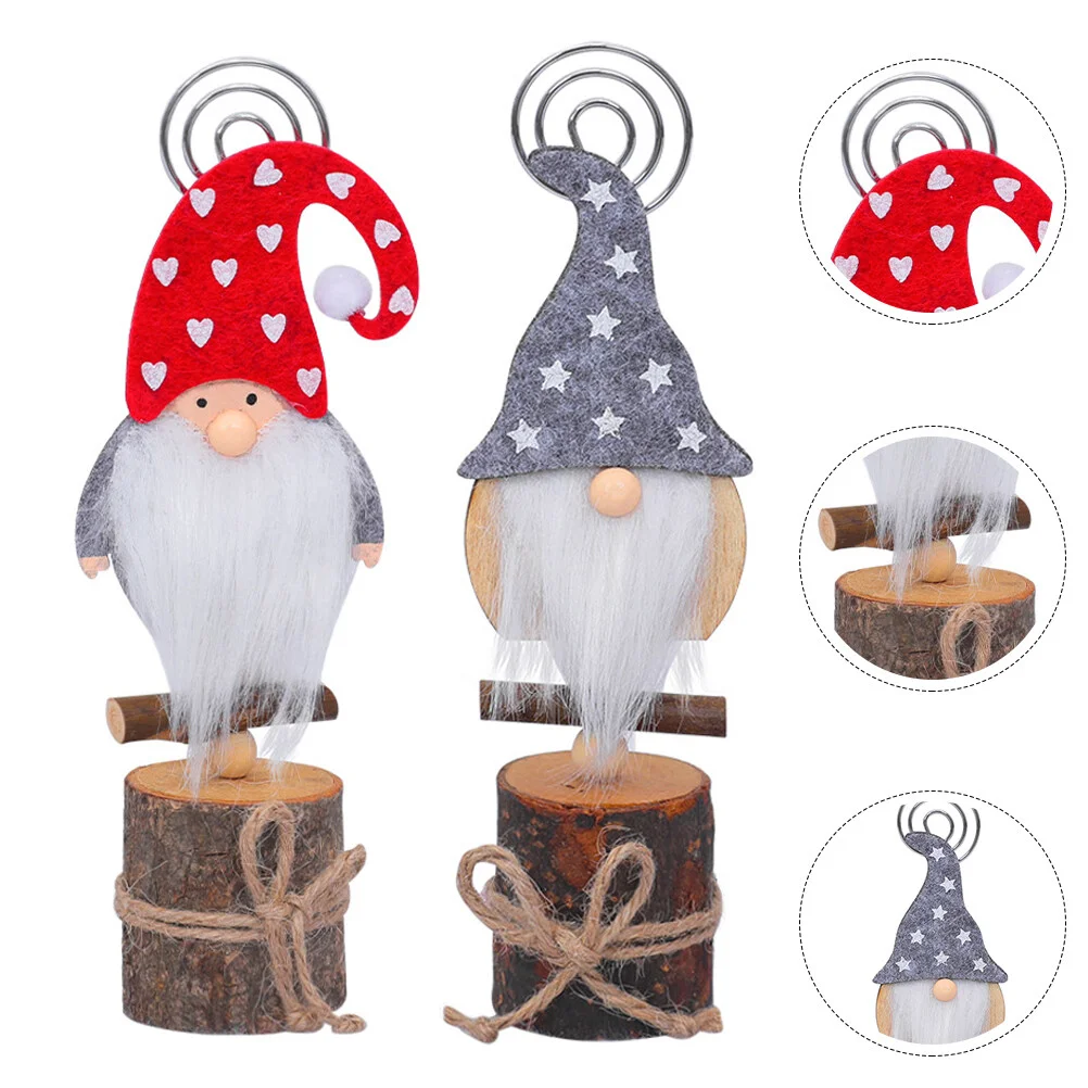 

2 Pcs/Set Banknotes Business Holder Wood Trim Creative Memo Clip Tabletop Decor