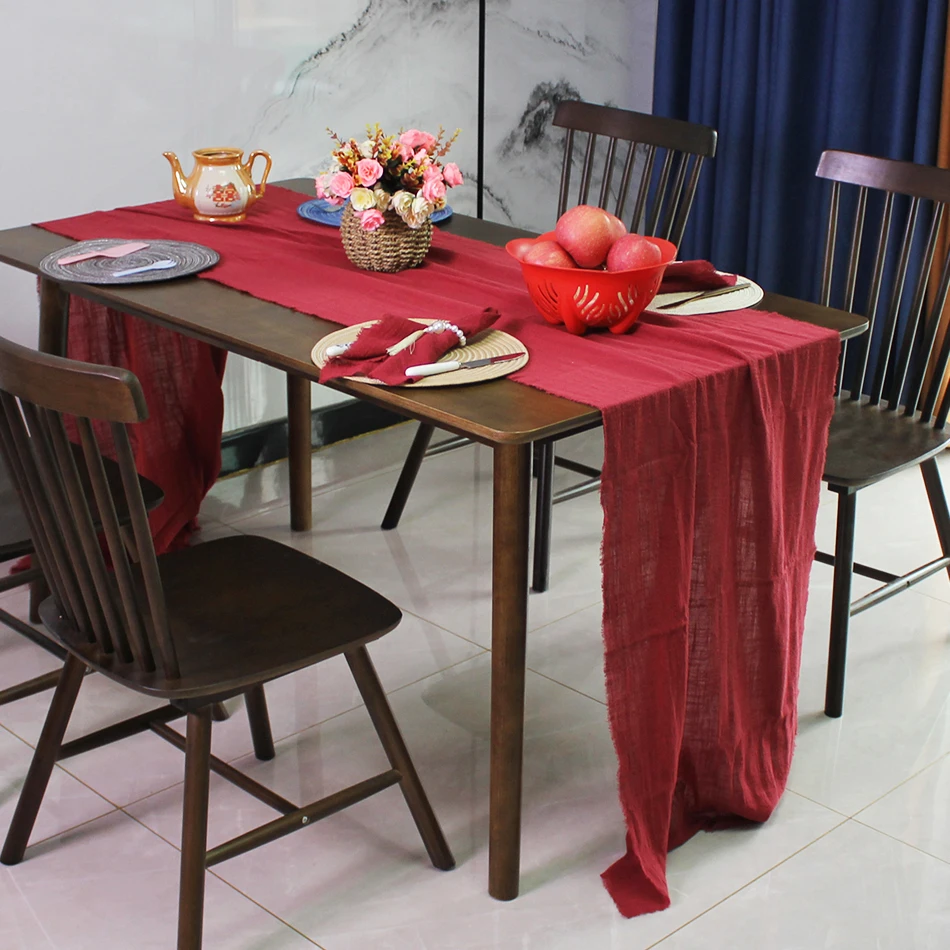 

Wedding Decoration Dinner Table Runner Gauze Cotton Centerpieces for Country Boho Wedding Christmas Easter Ramadan Decoration