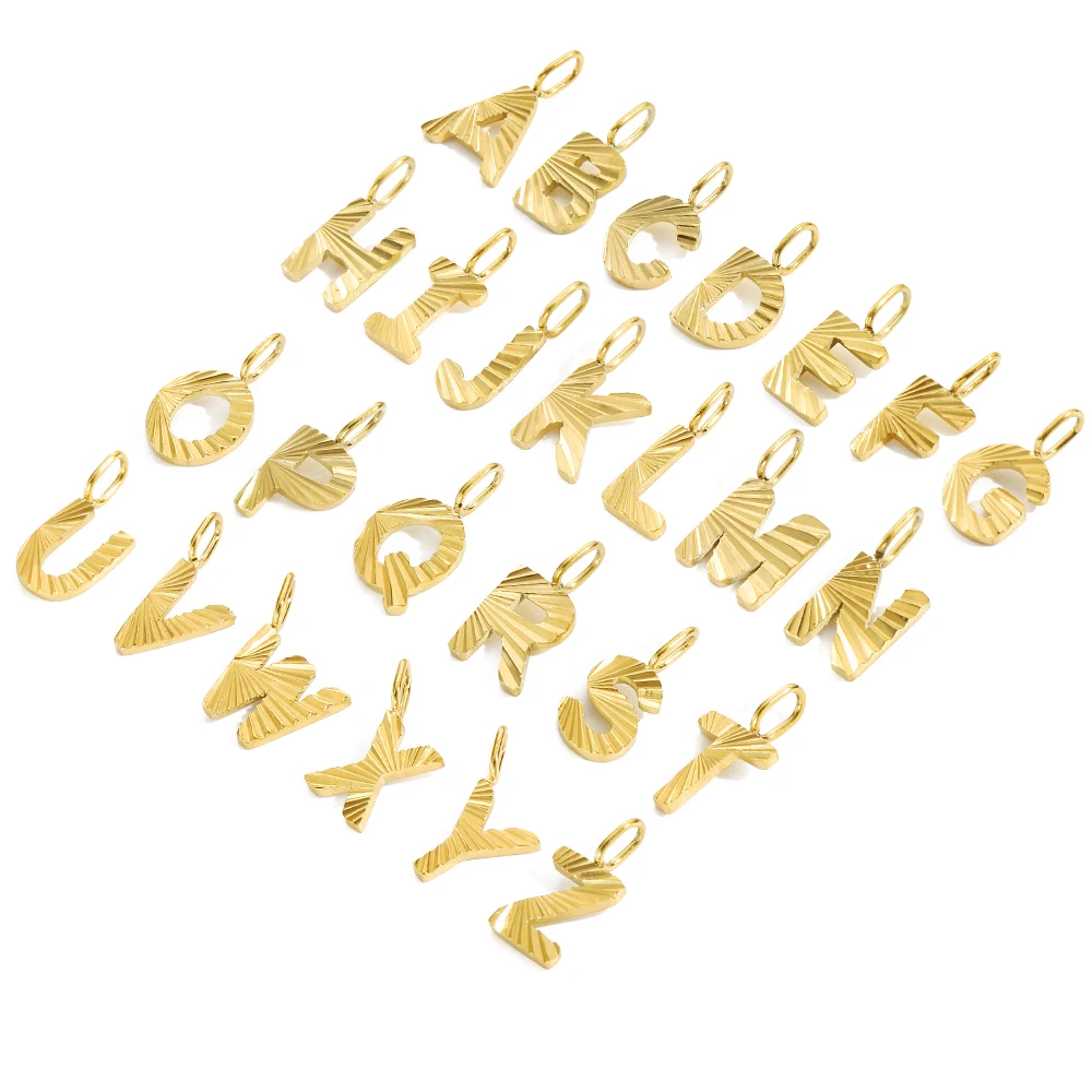 

SUNIBI Stainless Steel 26 Letters Personalized Pendant Ripple Initial Jewelry Parts Charm Accessories for Necklace Wholesale
