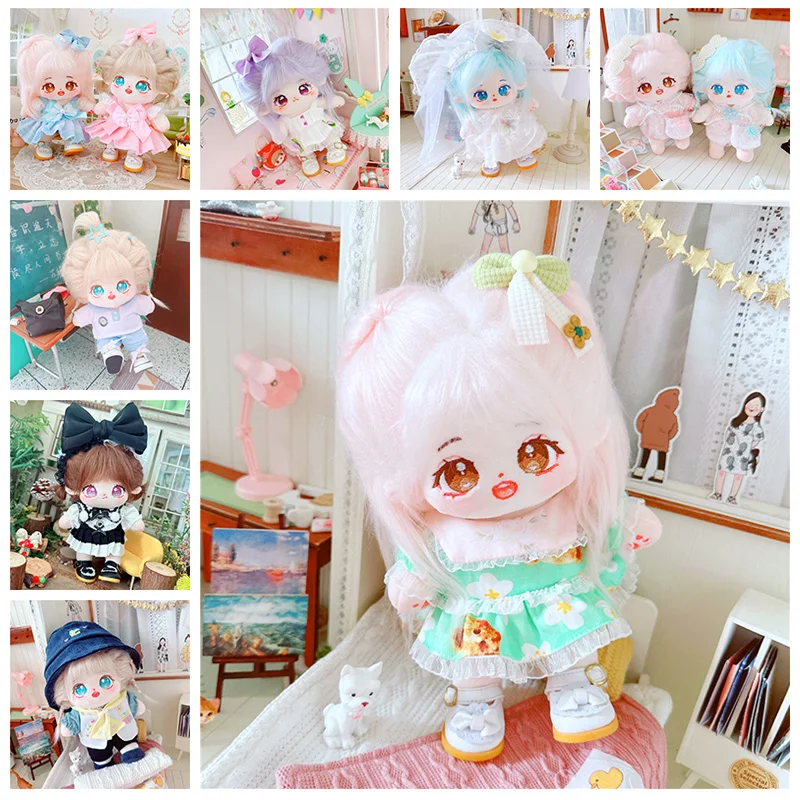 

Новая модная кавайная плюшевая хлопковая кукла 20 см, кукла-кукла с супер звездой, милая кукла с толстым телом, кукла-девочка может сменить одежду в подарок