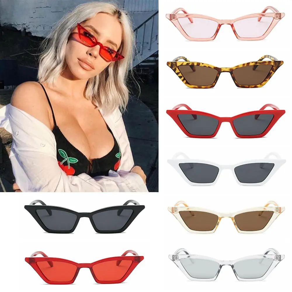 Модные женские Винтажные Солнцезащитные очки кошачий глаз с небольшой оправой и