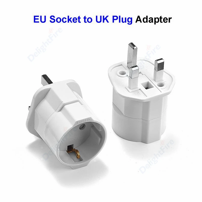 

Multifunctional 250V 13A EU Euro European to UK Plug Adapter Power Converter Plug 2 Round Pin Socket Travel Universal Adaptor