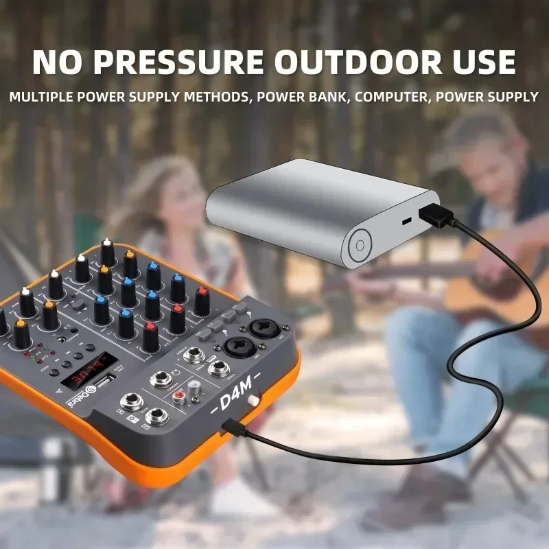 D4M 4-канальный микшер DJ-консоль аудиоинтерфейс с ревербератором Bluetooth 5 0 48 В