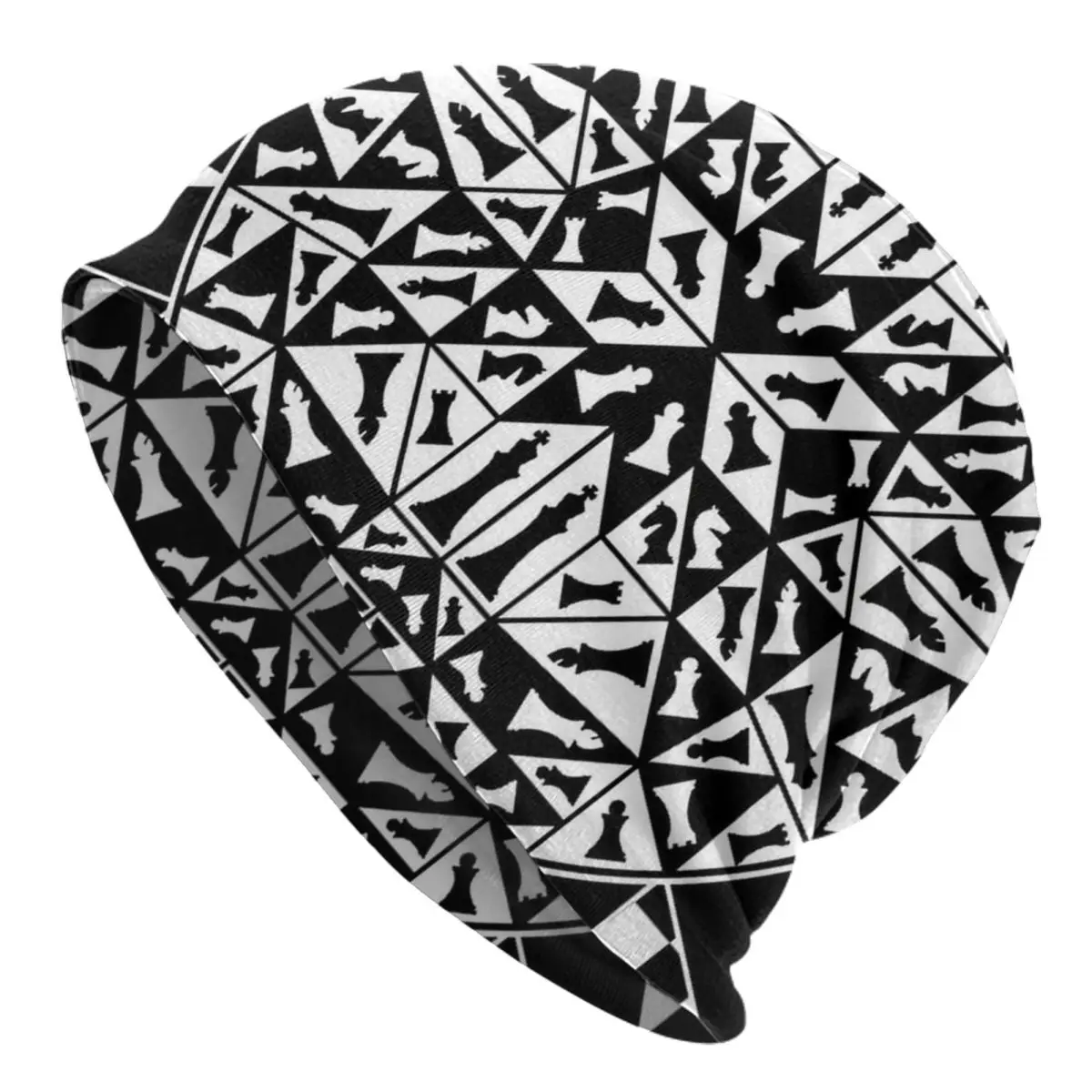 Chess Pieces Geometric Ornament Caps Men Women Unisex Streetwear Winter Warm Knit Hat Adult funny Hats