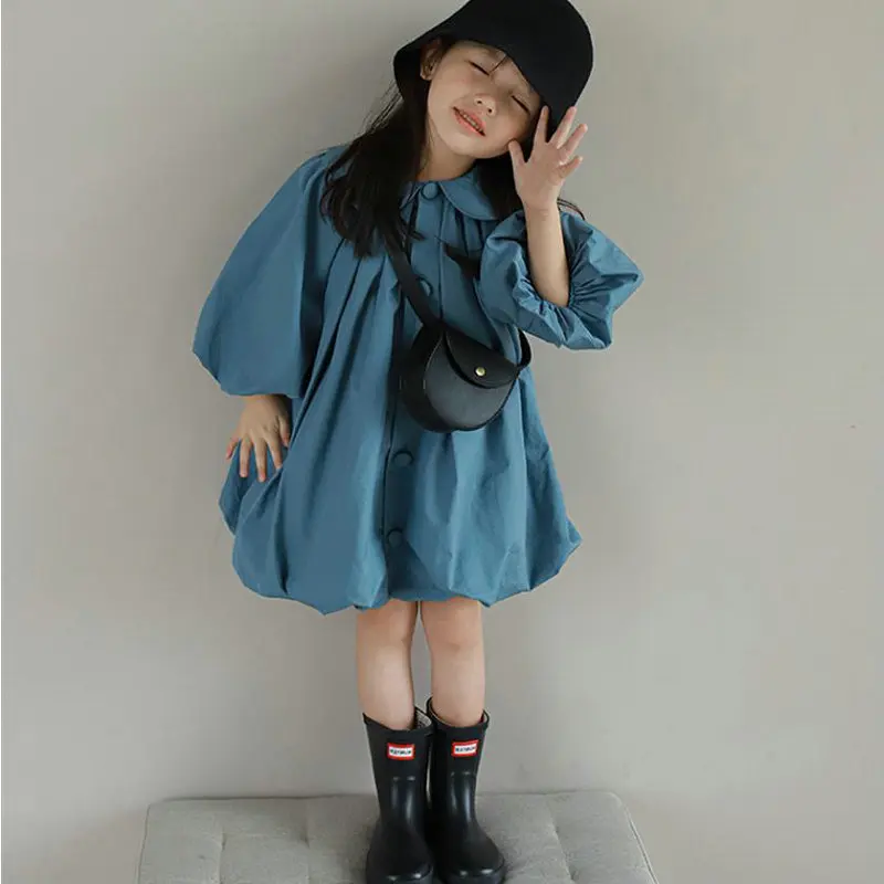 

Girls Dress Baby Collar Long-sleeved Flower Bud Dress New Style for Spring and Autumn