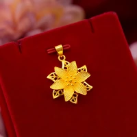 luxury 24k gold plated pendant necklace simple bauhinia pendant 24k gold chain for women not fade high jewelry christmas gifts