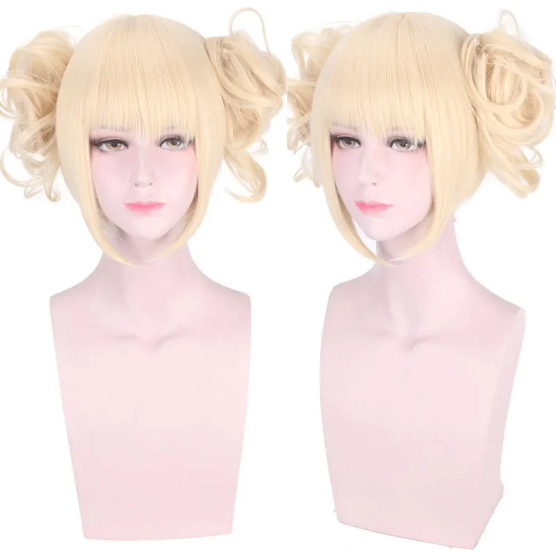 

My Hero Academia Himiko Toga Cosplay Wig for Girl Women,Short Blonde Wig Wavy Synthetic Hair Bangs Fringe Hairstyle Lonita Party