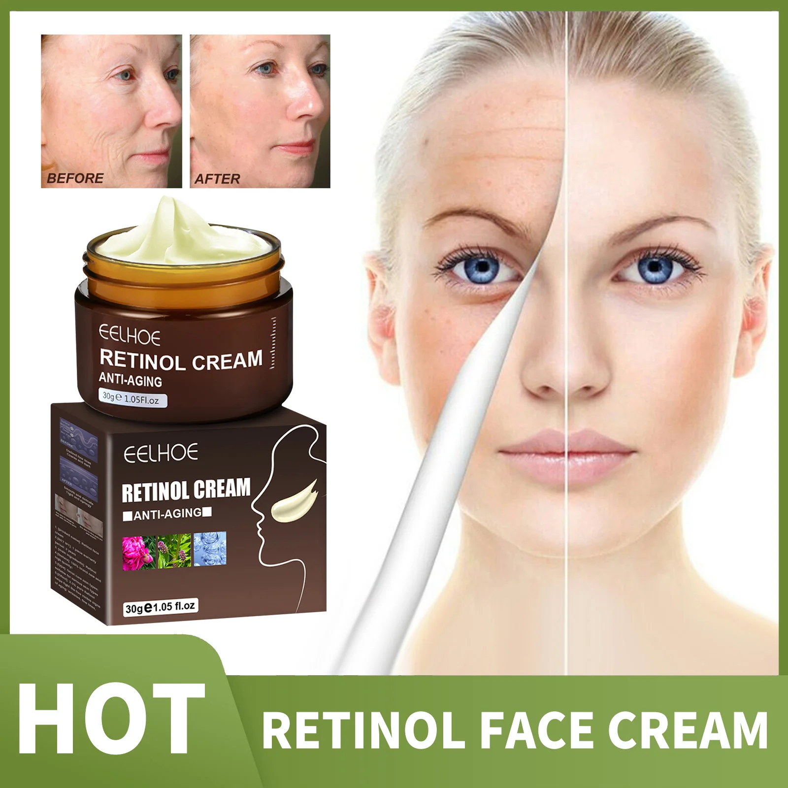 

Retinol Anti Aging Face Cream Remove Wrinkle Firming Lifting Brightening Moisturizing Whitening Cream Lift Facial Skin Care 30g
